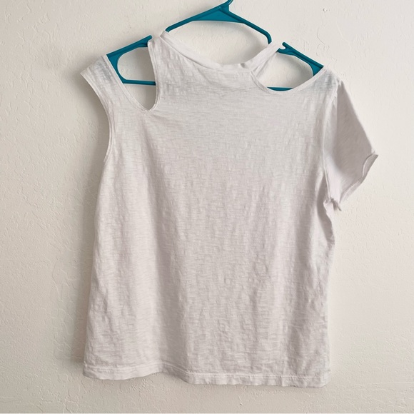 LNA- white cold shoulder white tee- small - Picture 9 of 12